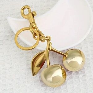 Gold Cherry Bag Charm, NEW